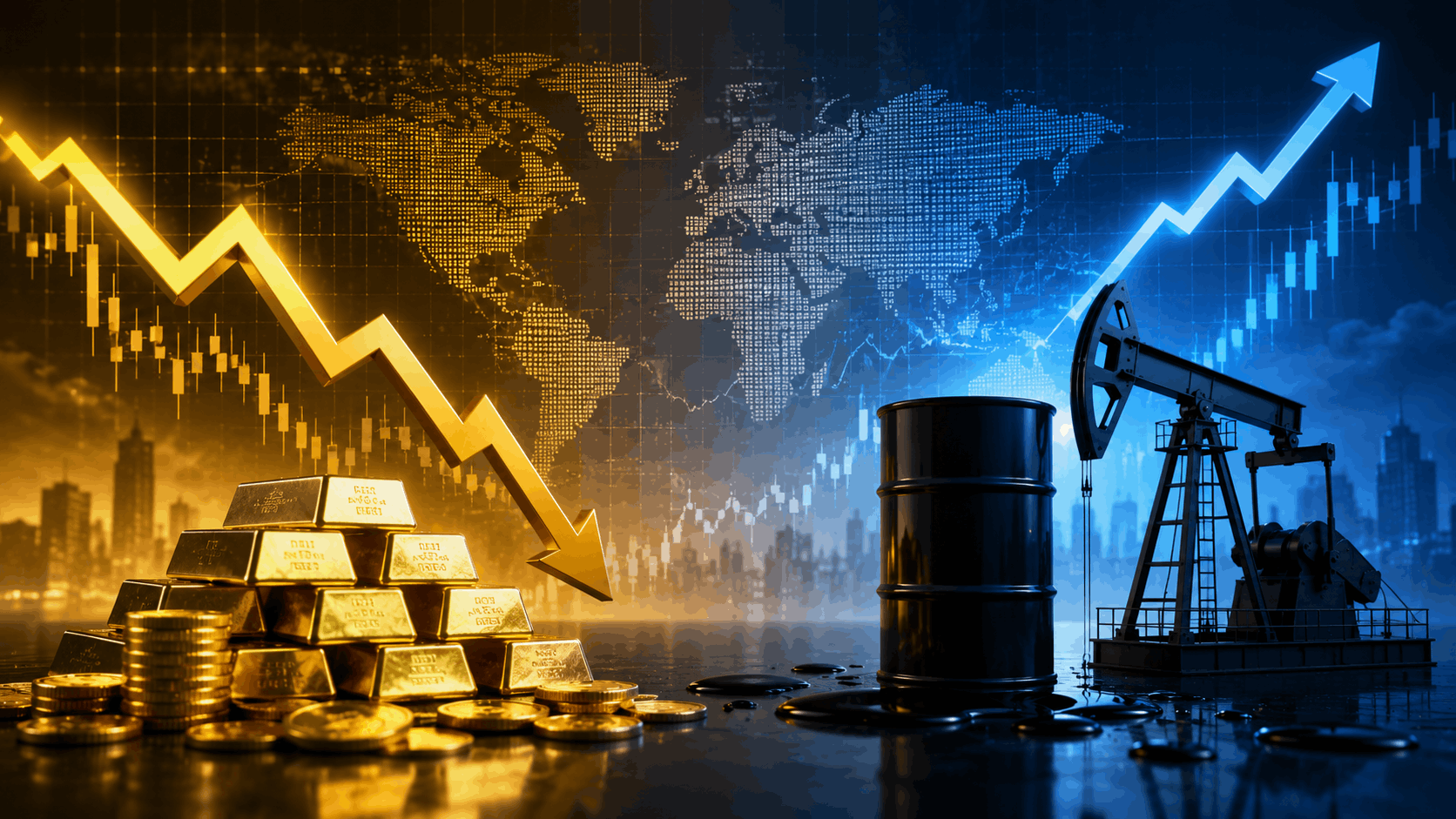 Gold Prices Fall While Oil Rises